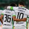 José Rafael Escorcia y Edwin Cardona, autores de dos de los tres goles del encuentro. FOTO: MANUEL SALDARRIAGA