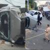 Así quedó el vehículo tras el fuerte impacto. FOTOS: TOMADAS DE DENUNCIAS ANTIOQUIA (IZQUIERDA) Y ANTIOQUIA CONECTA (DERECHA).