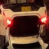 Así quedó el carro tras el fuerte impacto previo contra otro vehículo. FOTO: TOMADA DE FACEBOOK LA PÁGINA DE MEDELLÍN