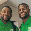 Harlen Castillo y Dairon Asprilla, arquero y delantero de Atlético Nacional, respectivamente. FOTO. NACIONAL OFICIAL