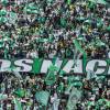 Los jugadores verdes tuvieron este domingo, 7 de junio, su último entrenamiento previo a la final con la compañía y apoyo de su hinchada en el Atanasio. FOTO: CAMILO SUÁREZ