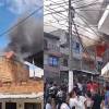 Incendio en Bello (izq.) y en Medellín (der.). FOTO: CORTESÍA
