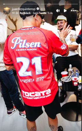 Juan Fernando Quintero con la camiseta del DIM. FOTO: @JUANFERQUINTEROP