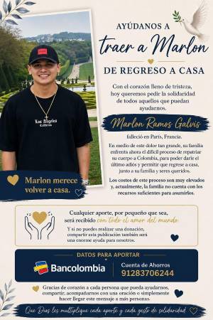 Un gesto de fraternidad para repatriar a Marlon y despedirlo en Medellín