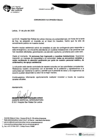 Pánico en el Amazonas: incendio en hotel dejó varios heridos