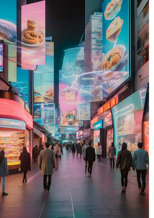 Se imagina zonas comerciales con publicidad en hologramas.