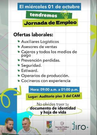 ¿Buscando trabajo en Caldas? Vaya a la Feria de empleo este miércoles
