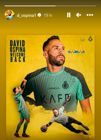 Historia en la cuenta de Instagram de David Ospina. /FOTO: INSTAGRAM @d_ospina1