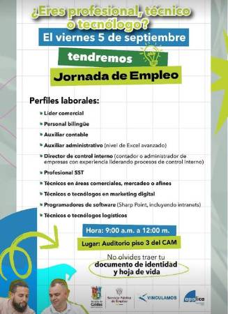 ¡Ahora sí! Feria de empleo en Caldas se realizará este viernes