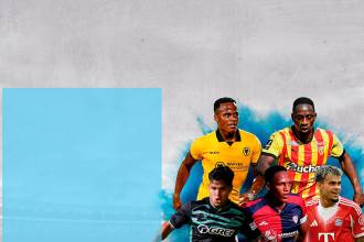 Jhon Arias y Deiver Machado (arriba), Juan Camilo Hernández, Yerry Mina y Luis Díaz (abajo) son algunos de los referentes colombianos en ligas top. /FOTO: GETTY Y BAYERN