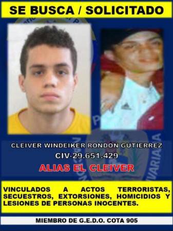 Así buscaban a alias el Cleiver en Venezuela. FOTO: CORTESÍA POLICÍA NACIONAL