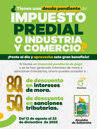 Información sobre los beneficios anunciados. FOTO: ALCALDÍA DE SABANETA