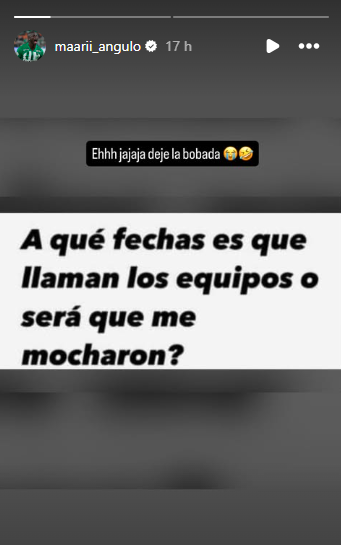 Historia de Marino Hinestroza en Instagram. FOTO: @MAARII_ANGULO