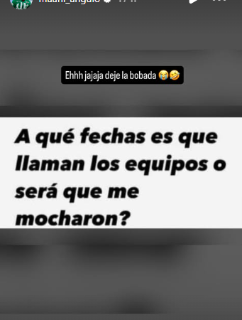 Historia de Marino Hinestroza en Instagram. FOTO: @MAARII_ANGULO