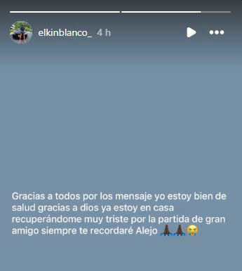 Historia publicada en Instagram por el exfutbolista Elkin Blanco Rivas. /FOTOCAPTURA DE INSTAGRAM