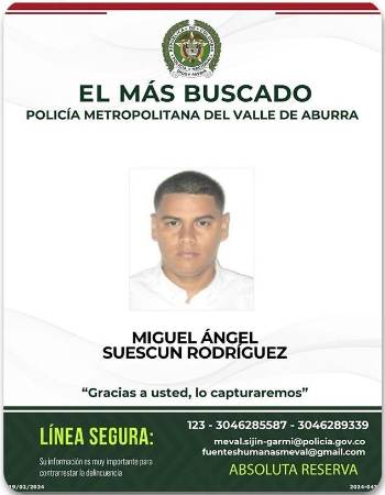 Suescún Rodríguez en el volante de los más buscados en el Valle de Aburrá. FOTO: ALCALDÍA DE SAN GIL