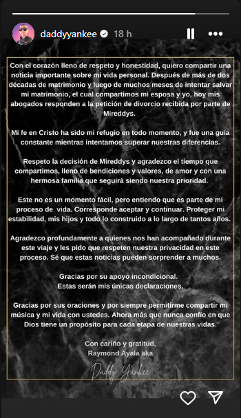 A Daddy Yankee le pidieron el divorcio tras tres décadas de matrimonio