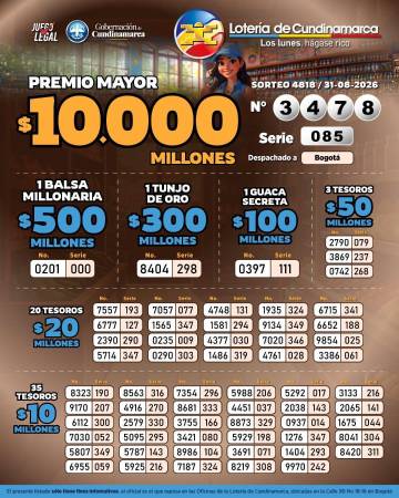 Resultados Lotería de Cundinamarca. IMAGEN: FACEBOOK LOTERÍA DE CUNDINAMARCA