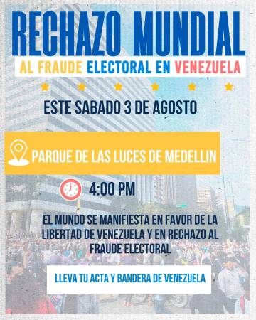 Venezolanos en Medellín protestarán este sábado por los resultados en elecciones