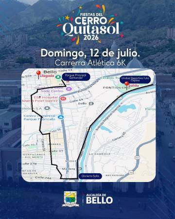 Recorrido carrera 6K. FOTO: ALCALDÍA DE BELLO