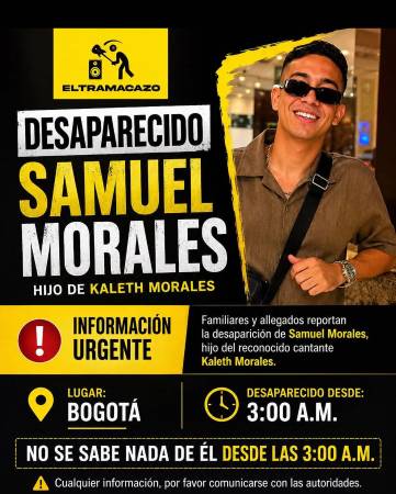 Este fue uno de los avisos sobre la desaparición de Samuel Morales. FOTO: @ELTRAMACAZO