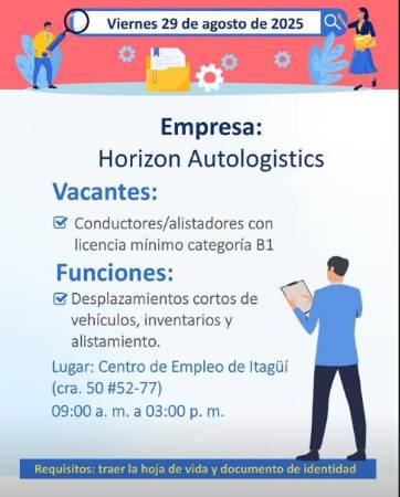 Empresa de logística automotriz tendrá feria de empleo en Itagüí