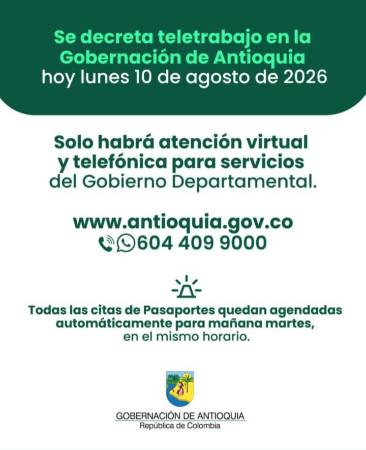 Teletrabajo Gobernación de Antioquia. FOTO: CORTESÍA