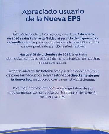 Este es el anunció que se encontró en todos los Colsubsidio del país hoy. FOTO: CORTESÍA