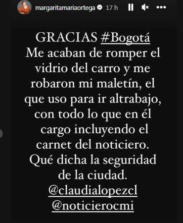 Historia de Instagram de Margarita Ortega. /FOTO: CAPTURA DE PANTALLA. 