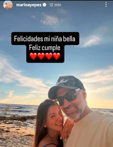 Mensaje de Mario Alberto Yepes a Caterin Escobar. <b><span class=mln_small-caps_mln>/FOTO: INSTAGRAM MARIO ALBERTO YEPES</span></b>