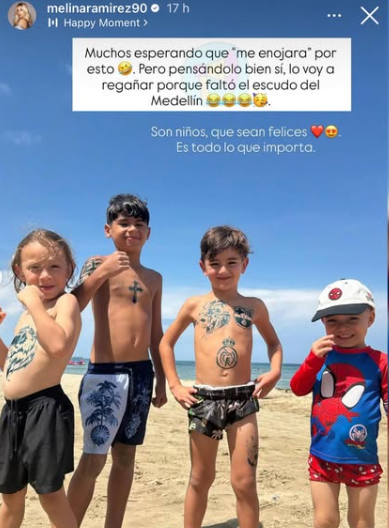 Melina Ramírez reaccionó a los tatuajes temporales de su hijo