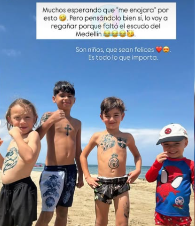 Melina Ramírez reaccionó a los tatuajes temporales de su hijo