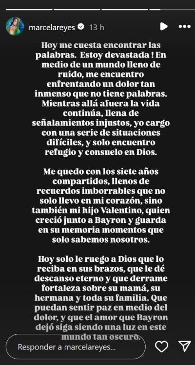 Estado de Instagram Marcela Reyes. <b><span class=mln_small-caps_mln>/FOTO: CAPTURA DE PANTALLA</span></b>