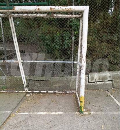Así está la cancha del colegio. FOTO: CORTESÍA