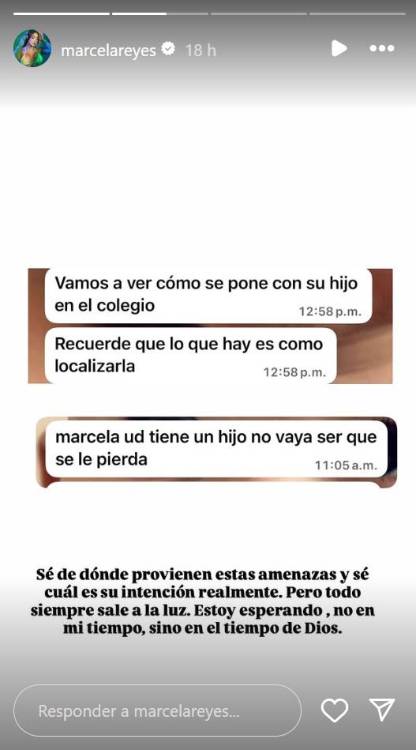 Captura de pantalla estado Instagram Marcela Reyes. <b><span class=mln_small-caps_mln>/FOTO: CAPTURA DE PANTALLA</span></b>