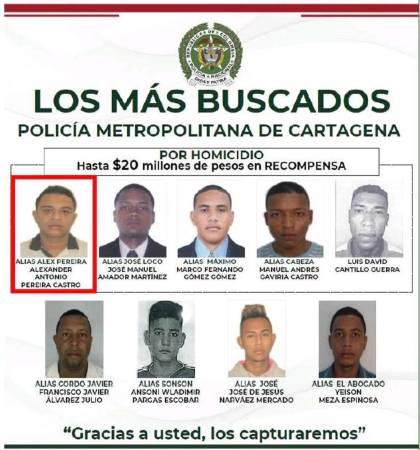 Este es el cartel donde las autoridades de Cartagena mostraban su rostro. FOTO: POLICÍA 