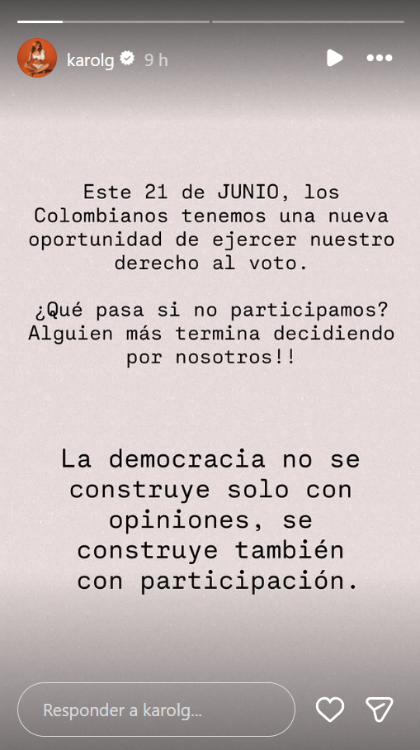 Historia de Instagram @KAROLG