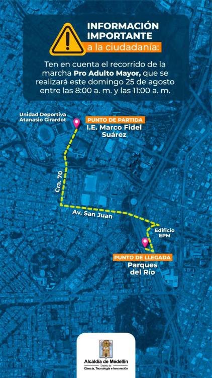 Ese este el recorrido de la marcha. /FOTO: CORTESÍA