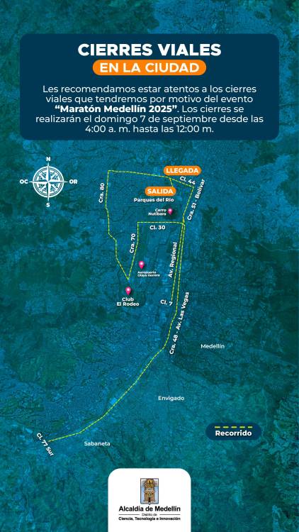 ¡Ojo! Habrá cierres viales en Medellín por diferentes eventos este fin de semana