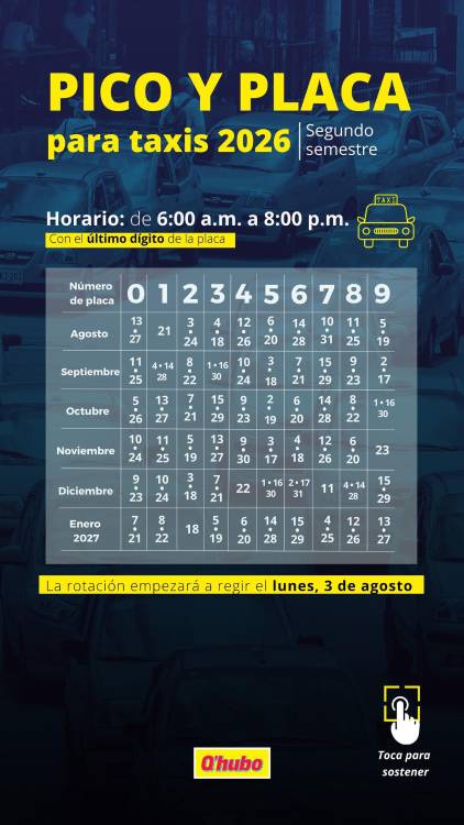 Pico y placa taxis. FOTO: @QHUBOMEDALLO IG