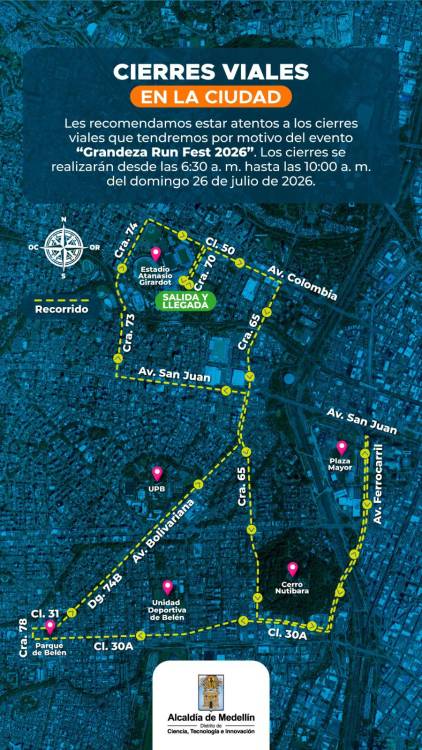 Cierres viales. FOTO: SECRETARÍA DE MOVILIDAD DE MEDELLÍN