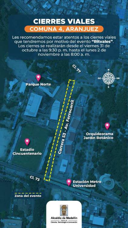 Pilas con los cierres viales durante este puente festivo en Medellín