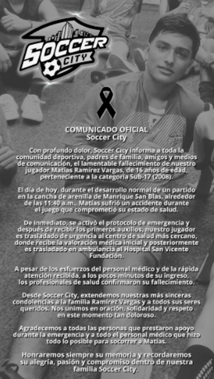 Joven futbolista murió tras fuerte choque durante un partido: luto en la Liga Antioqueña