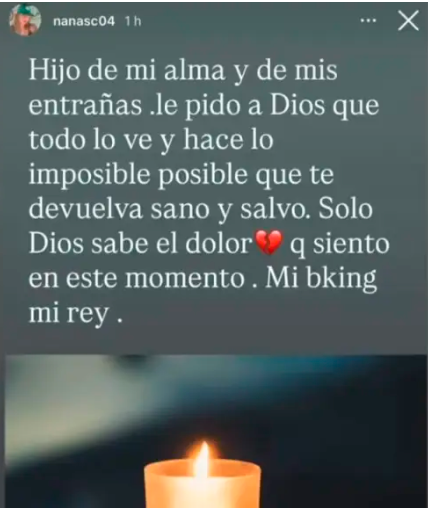 Madre de B-King se pronunció tras su desaparición. <b><span class=mln_small-caps_mln>/FOTO: INSTAGRAM @nanasc04</span></b>