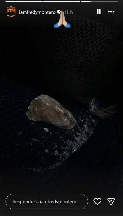 Publicación sobre la piedra que entró al bus de Real Cartagena. FOTO: CAPTURA DE PANTALLA IG IAMFREDYMONTERO