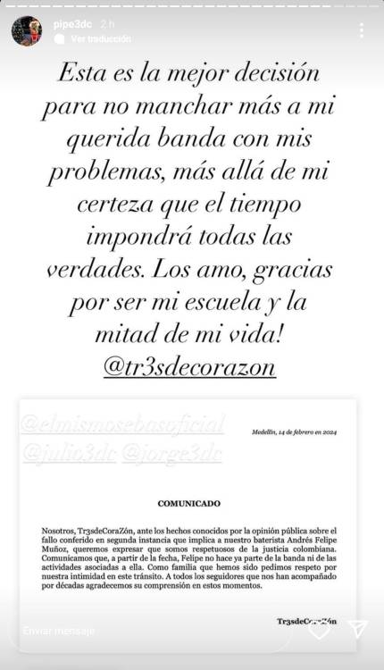 $!Historia en el Instagram de Felipe Muñoz. /FOTO: INSTAGRAM @pipe3dc