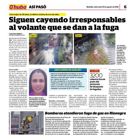 Página 6 versión impresa Q’HUBO 20 de agosto de 2025. /FOTO: ARCHIVO