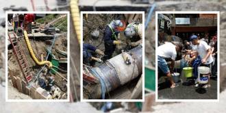 Fue necesario excavar para llegar a la tubería, que está a tres metros de profundidad. FOTOS: JULIO CÉSAR HERRERA