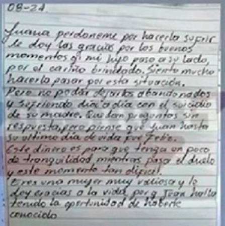 Carta dejada por Diana Vélez. /FOTO: NOTICENTRO 1|CM&