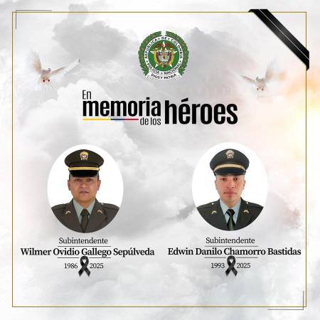 Ellos fueron los policías asesinados en Betulia, Suroeste antioqueño. /FOTO: POLICÍA NACIONAL